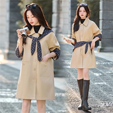 现货新款秋新款韩版时尚宽松休闲活帽女今年流行短外套炸街风衣，女装风衣，韩美纤衣