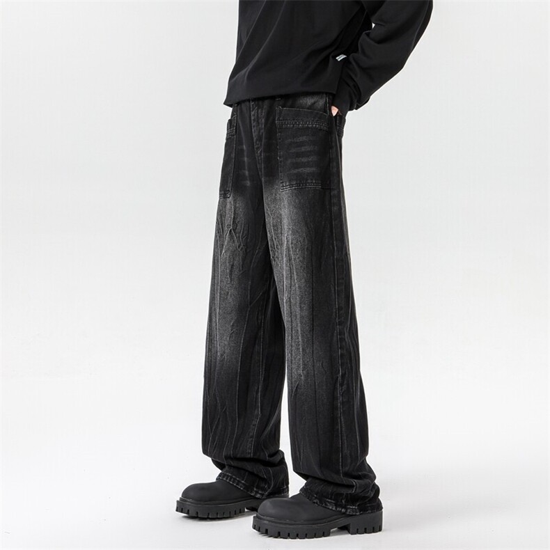 8XL-M高街做旧闪电纹牛仔裤大码潮牌美式复古扎染裤子NZ9006/P65,男装牛仔裤,电商B238