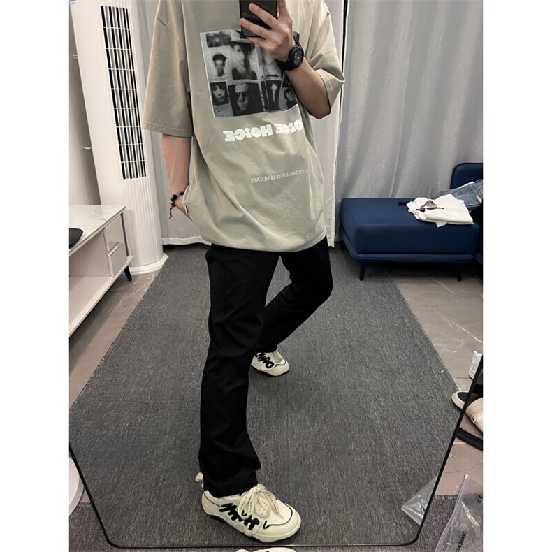 高街vibe纯色牛仔裤男款夏季修身直筒弹力微喇叭裤控价68,男装牛仔裤,星座310A-4