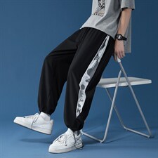 港风侧边印花冰丝裤夏薄款韩版直筒百搭ins束脚裤现货K926-P28，男装休闲裤，星座512-4