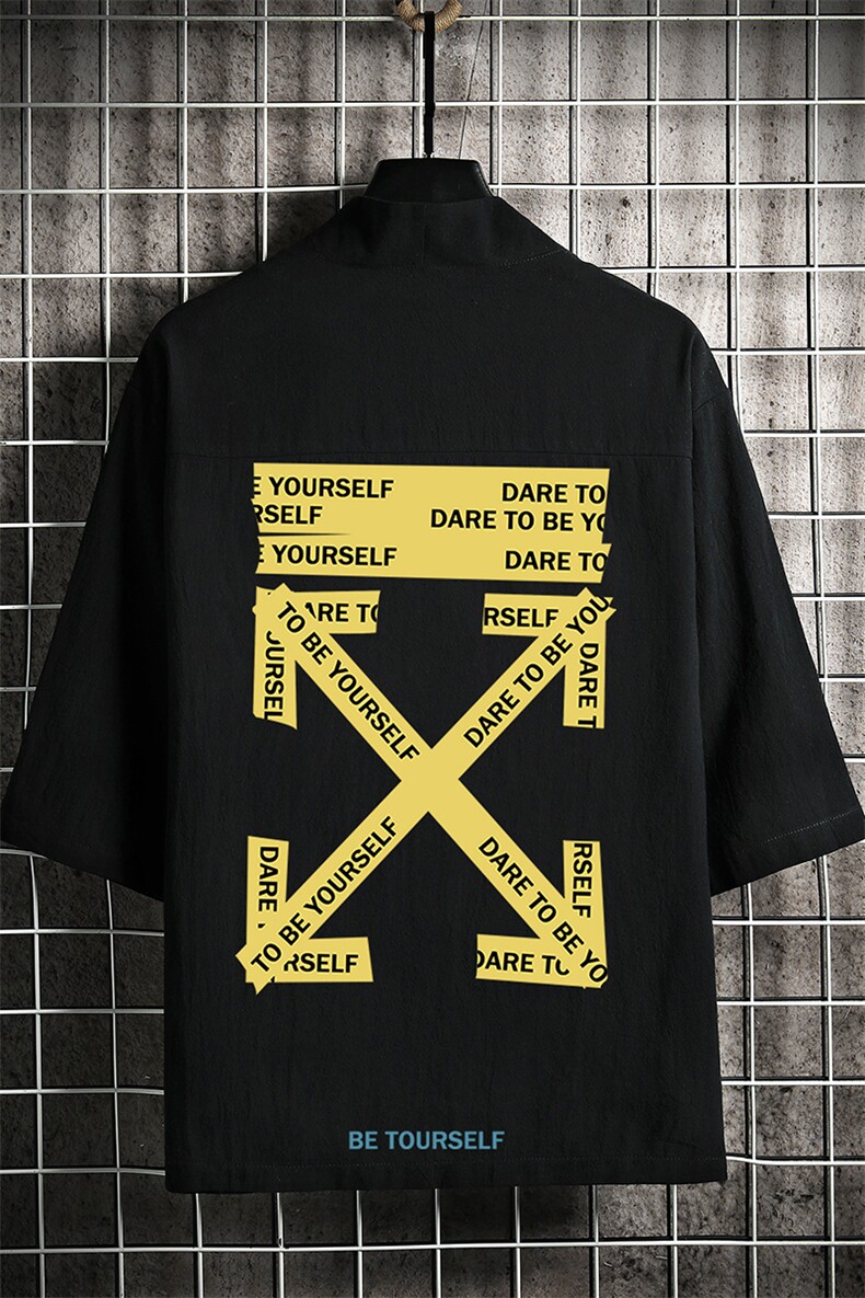 HF59127-P40风汉服男开衫外套七分袖道袍网格挂拍,男装民族服装,电商A040A