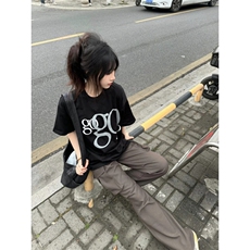 T0752-P25美式休闲纯棉黑色短袖24新款春夏情侣款上衣百搭，男装T恤，星座617A-2