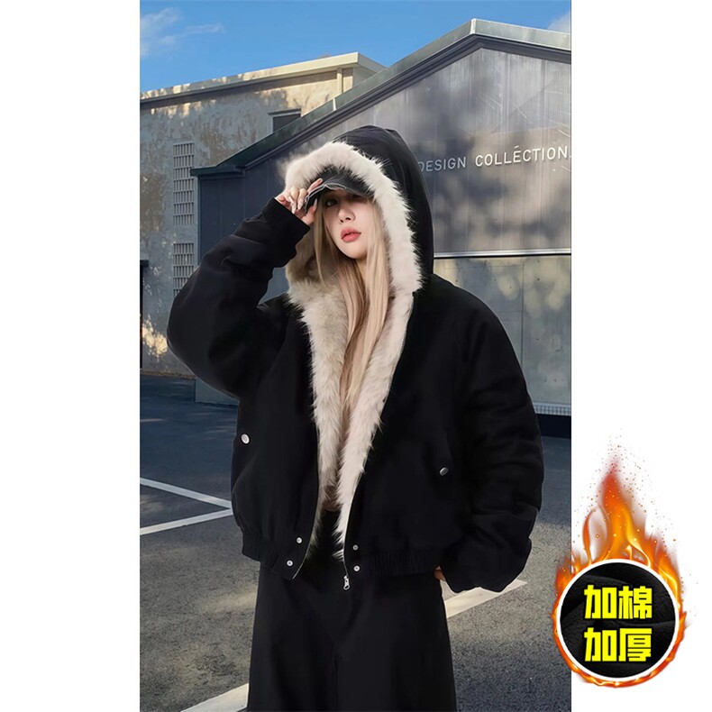 现货高品质美式高街冬季重磅硬挺短款座山雕毛领棉衣男女加厚外套，男装棉衣，电商A486-1