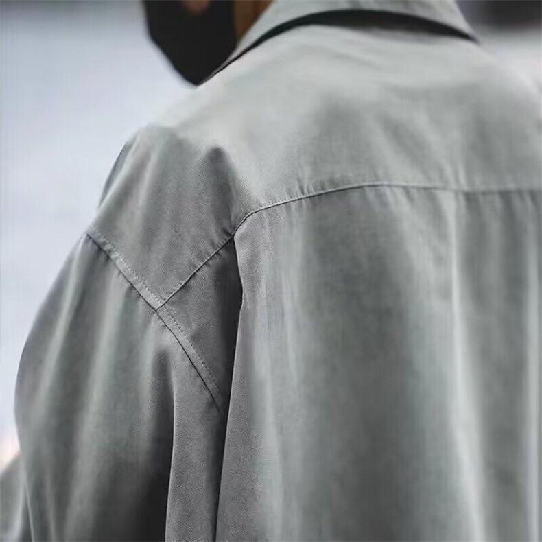 马登工装法式复古长袖古巴领薄衬衫那不勒斯美式衬衣桃皮绒男秋季,男装衬衫,星座506A