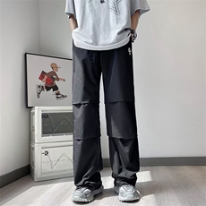 休闲裤男韩版潮流褶皱个性2024秋季ins裤脚开衩长裤K5106-P30，男装休闲裤，星座412-2