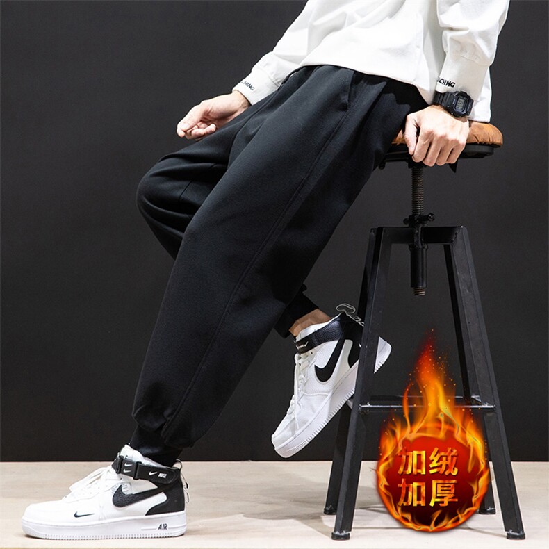 K12099-P40加绒P50束脚纯棉运动裤男士休闲裤大码宽松卫裤男,男装休闲裤,电商A040A