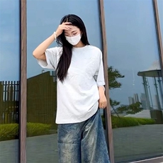 抖音得物品质二开240克宽松纯棉美式潮牌印花三条杠中性风短袖T恤，男装T恤，电商A486