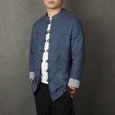 秋季中国风大码棉麻盘扣夹克男唐装亚麻外套钱塘6005-6082-P90，男装夹克，星座1112-5（原712-5）