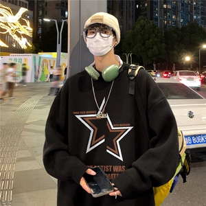 特批港风 夜景宽松时尚字母印花圆领毛衣 M1063 P45控68图片