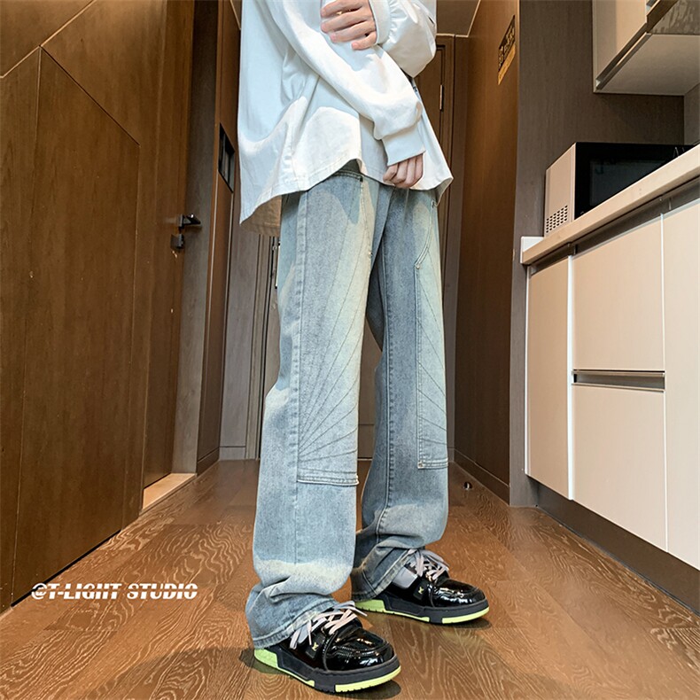 B221美式ins高街暗黑小众铆钉伐木裤牛仔裤LK23145-P65控88,男装牛仔裤,电商B221