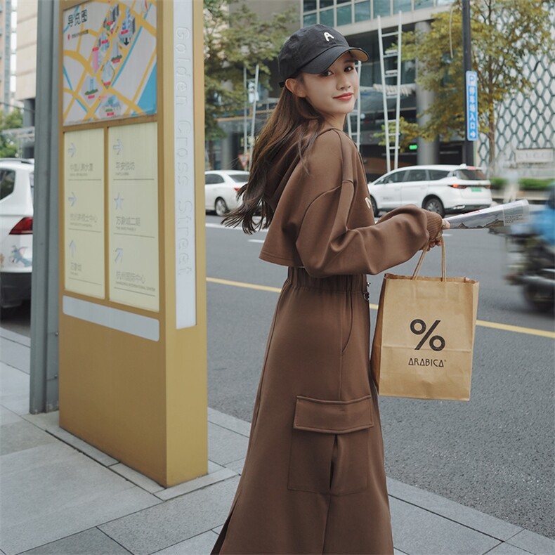 韩系氛围感工装卫衣套装女春秋半身裙三件套减龄高级感时尚洋气，女装套装/套裙，浙宝212A