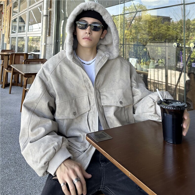 秋冬季座山雕外套男加厚毛领棉服潮流工装棉衣棉袄,男装棉衣,电商C307