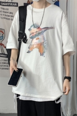 2021港风圆领青春休闲大码运动日系原宿潮流男士短袖宽松7933F25，男装T恤，星座227-7