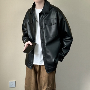 现货 春装皮衣外套男时尚机车服休闲皮夹克-A607 -P90 加绒-P100图片