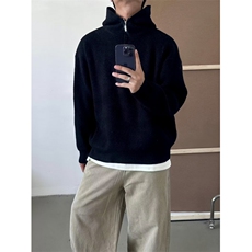 现货JY148-P52痞帅拉链套头毛衣韩版高级感重磅慵懒风网图，男装针织衫/毛衣，星座1501-3