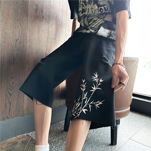 D2058-p45-控68  现货风宽松cleanfit牛仔裤七分裤黑暗图片