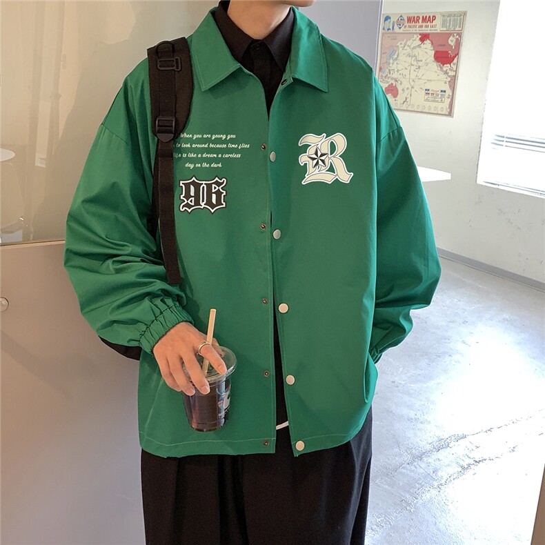 港风23春季ins潮流时尚印花宽松百搭翻领夹克外套JK317P50控68,男装夹克,电商A247
