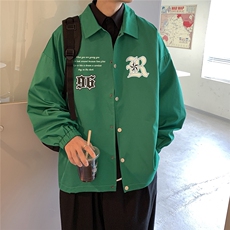 港风23春季ins潮流时尚印花宽松百搭翻领夹克外套JK317P50控68，男装夹克，电商A247