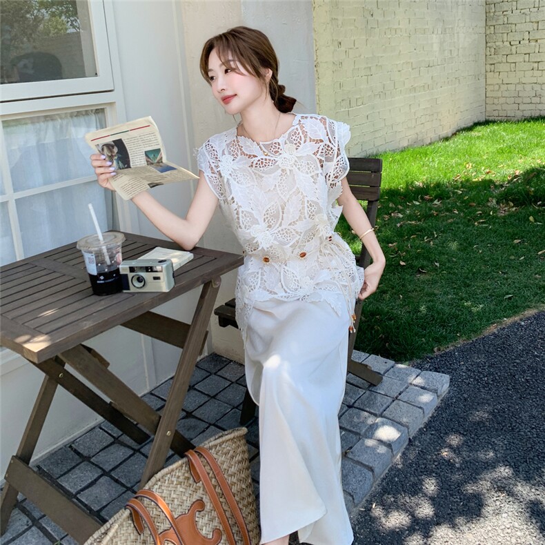 夏季吊带连衣裙蕾丝衫时尚两件套女,女装套装/套裙,秋水欣儿