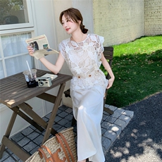 夏季吊带连衣裙蕾丝衫时尚两件套女，女装套装/套裙，秋水欣儿