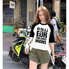 抖音得物品质二开240克宽松纯棉美式潮牌插肩三杠织带短袖T恤，男装T恤，电商A486-1