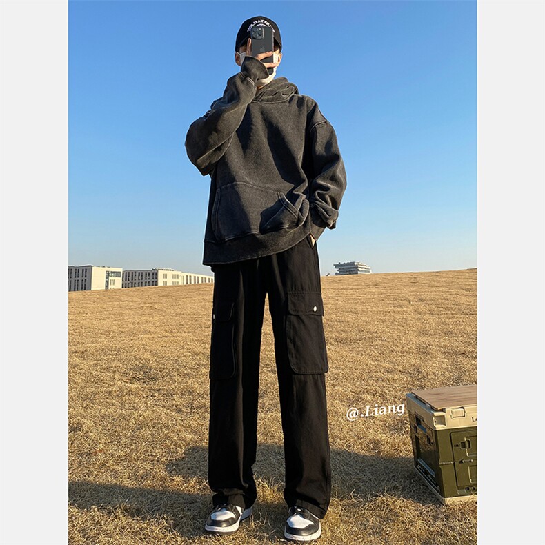 2024美式高街工装宽松直筒垂感阔腿裤棉715-6-BX20P65(控88）,男装休闲裤,星座715-6