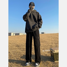 2024美式高街工装宽松直筒垂感阔腿裤棉715-6-BX20P65(控88），男装休闲裤，星座715-6