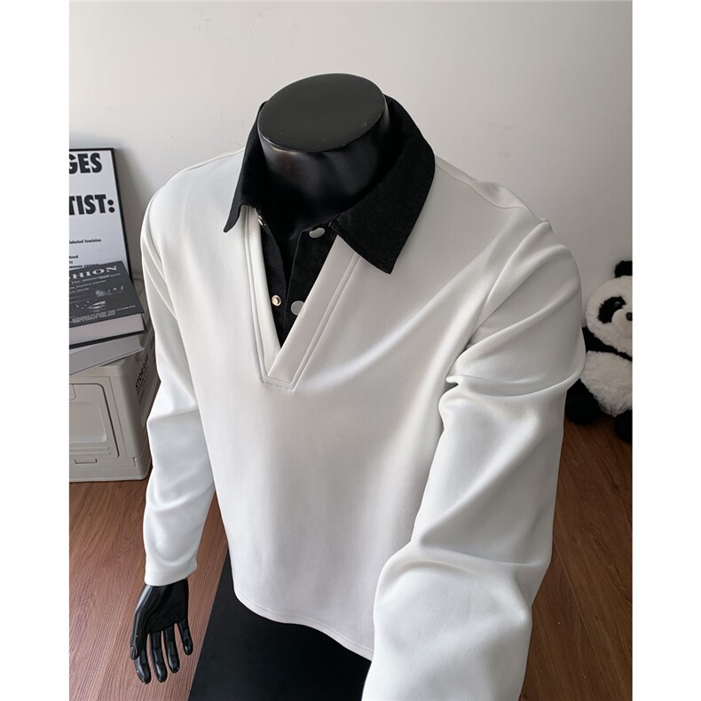 抖音！秋季新品长袖T恤美式正肩V领假两件卫衣男TX225-特P32，男装T恤，电商C213(原B265)