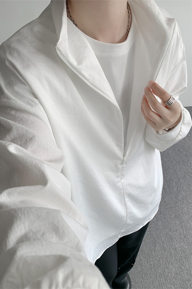 老钱风假两件春秋季轻薄男女混纺懒人休闲帅时尚宽松衬衫外套夹克,男装夹克,电商B319