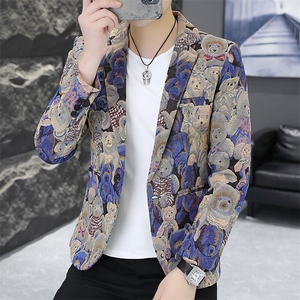 507A-X012-P75  2025春夏时尚青年帅气印花小西装西服外套图片