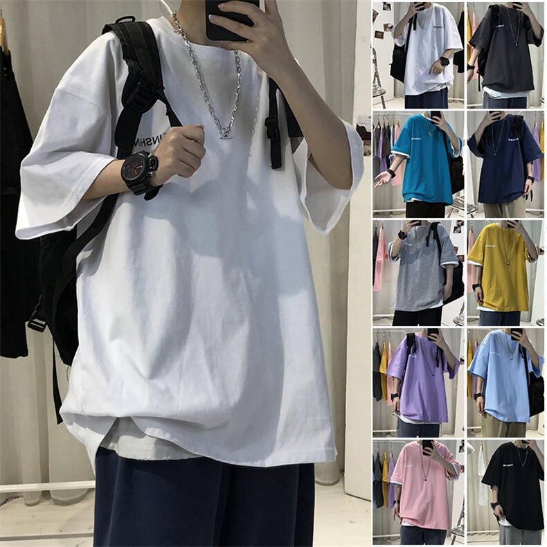 T06常年款男士休闲字母印花T恤衫外套圆领半袖五分袖TEE男女中性图片
