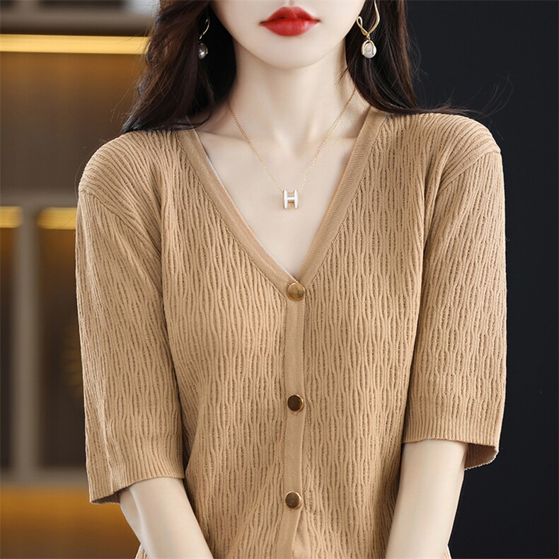 秋冬新款女装V领短袖舒适简洁百搭打底羊毛衫，女装羊毛衫，牧雅羊绒