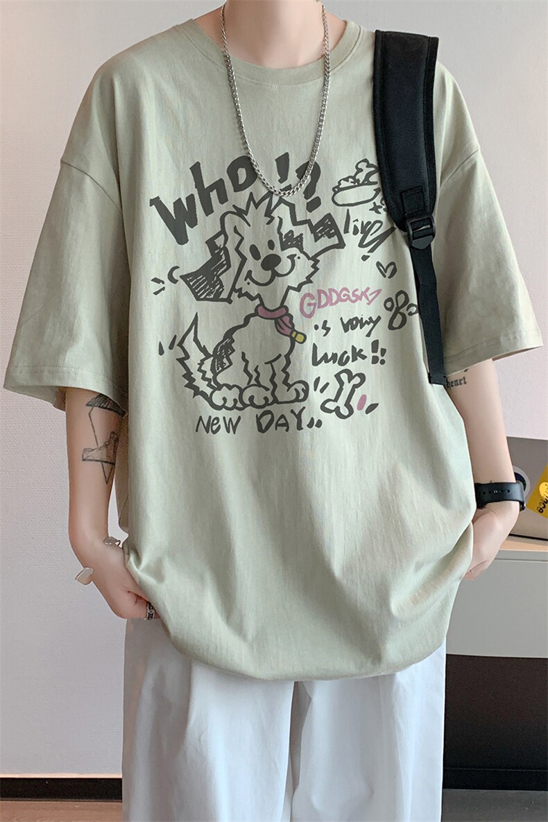 已注册/夏季新款内景创意卡通短袖T恤男潮宽松打底衫DT00577/P25,男装T恤,电商B316
