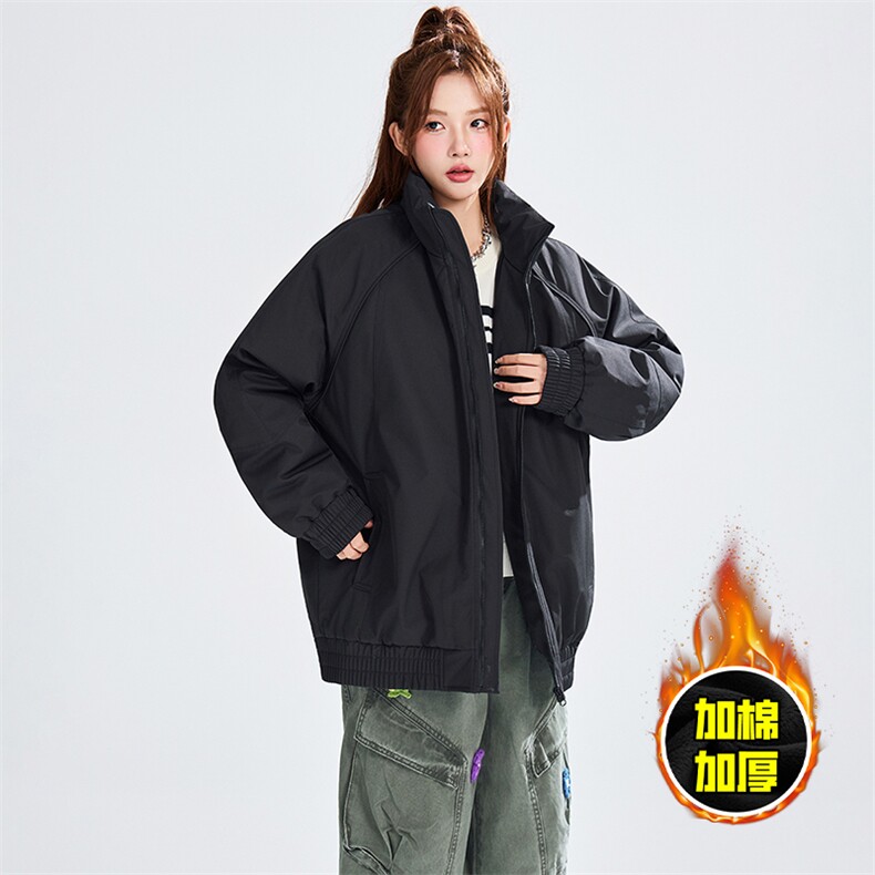 现货美式高街休闲棉衣夹克三防立领纯色户外工装加厚棉服外套图片