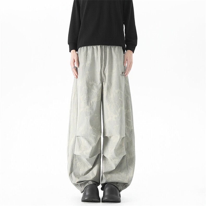 春款美式复古迷彩工装褶皱弯刀直筒裤XZ225-3-CK17-P55控82，男装休闲裤，星座225-3