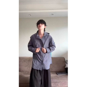 档口现货~纯棉小格子连帽男女夏季防晒长袖衬衫外套 C2500批58图片