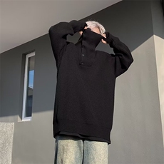 M608-新款美式复古休闲慵懒风纽扣针织衫纯色毛衣，男装针织衫/毛衣，星座1002-2