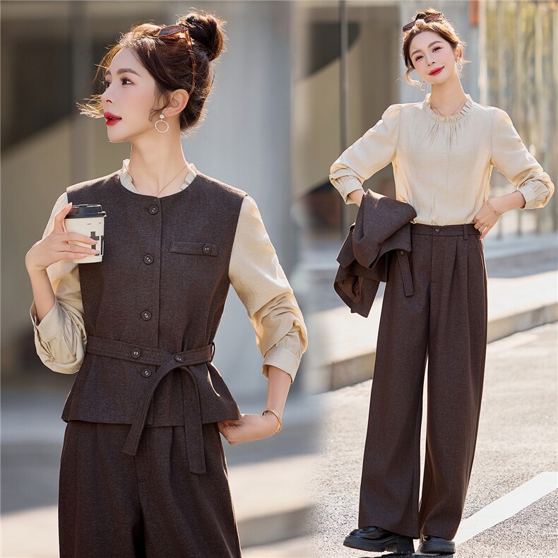 现货！bao款纯色马甲套装裤2026新款女秋季又A又飒韩剧穿搭三件套，女装套装/套裙，众宇琦