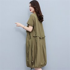 纯棉连衣裙女2024年新款夏季宽松大码遮肚子妈妈显瘦气质中长裙子，女装连衣裙，妃曼