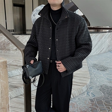 冬季网红高级感褶皱薄款棉衣男韩版立领菱形棉服潮M008-P125控155，男装棉衣，电商B267