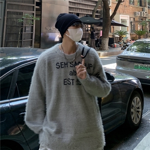 B390P50秋冬男装毛衣时尚休闲宽松打底衫鹿毛绒图片