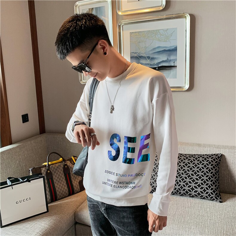 WY892021春秋季新款社会小伙套头卫衣男网红同款上衣黑,男装卫衣,星座102A（原电商D309-1）