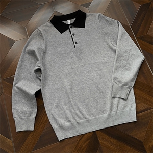 男士老钱翻领针织羊毛衫冬季新款撞色毛衣MY9150-P50图片