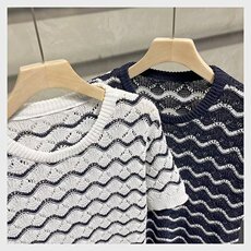美式圆领男慵懒风波浪条纹休闲针织衫M834P42，男装针织衫/毛衣，星座1116-2