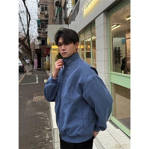 B974-P86 哈灵顿蓝色工装外套男春季高级感立领棒球服图片