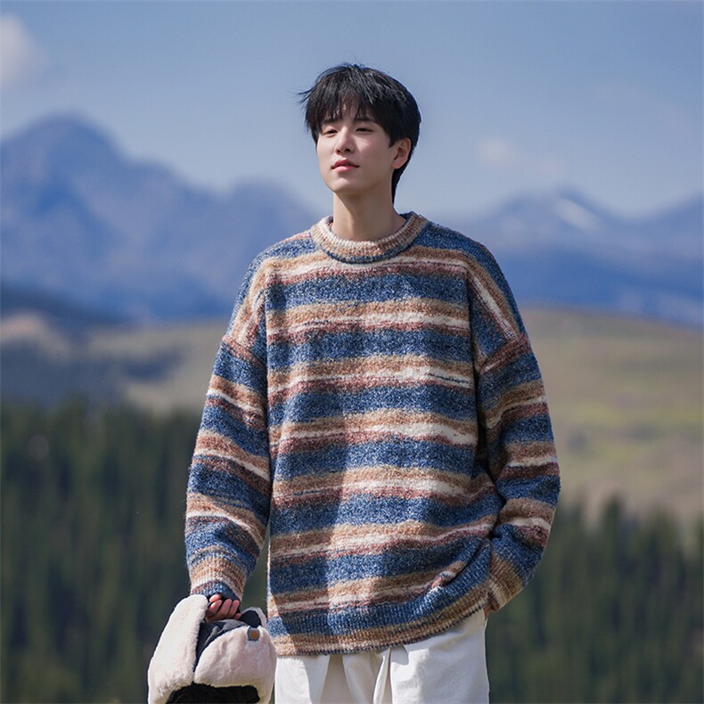 男士油漆条纹针织毛衣A367 M2361 P75 控108图片