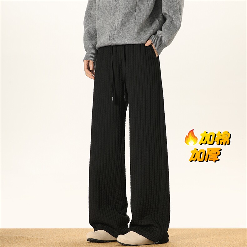 抖音条纹宽松保暖棉裤休闲阔腿拖地裤K5629J加棉-特P35控58，男装棉裤，电商A001