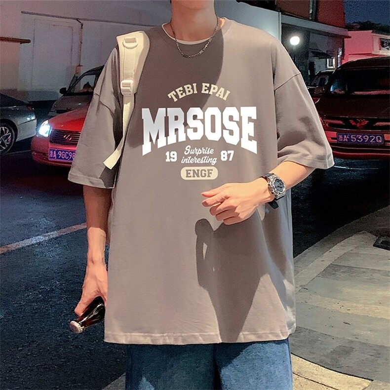 T709大码宽松纯棉运动圆领体恤衫oversize短袖T恤男重磅T,男装T恤,星座304A-1