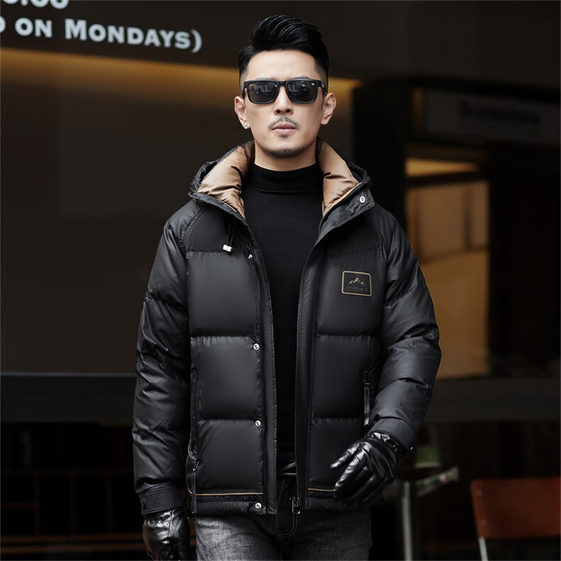 ZMS-M6658新款冬季男士白鸭绒羽绒服连帽保暖外套修身大衣图片