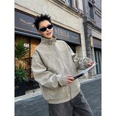春季抖音得物品质扎染PU皮衣立领雾面皮夹克外套男6153-TP43，男装夹克，星座207